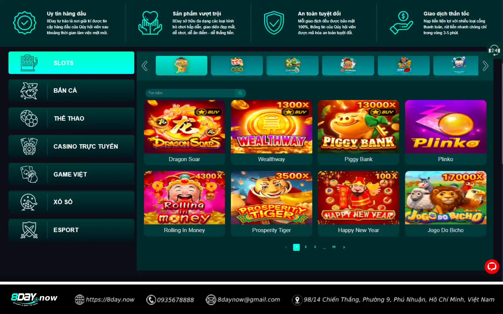 Giao dien sanh Slots 8DAY